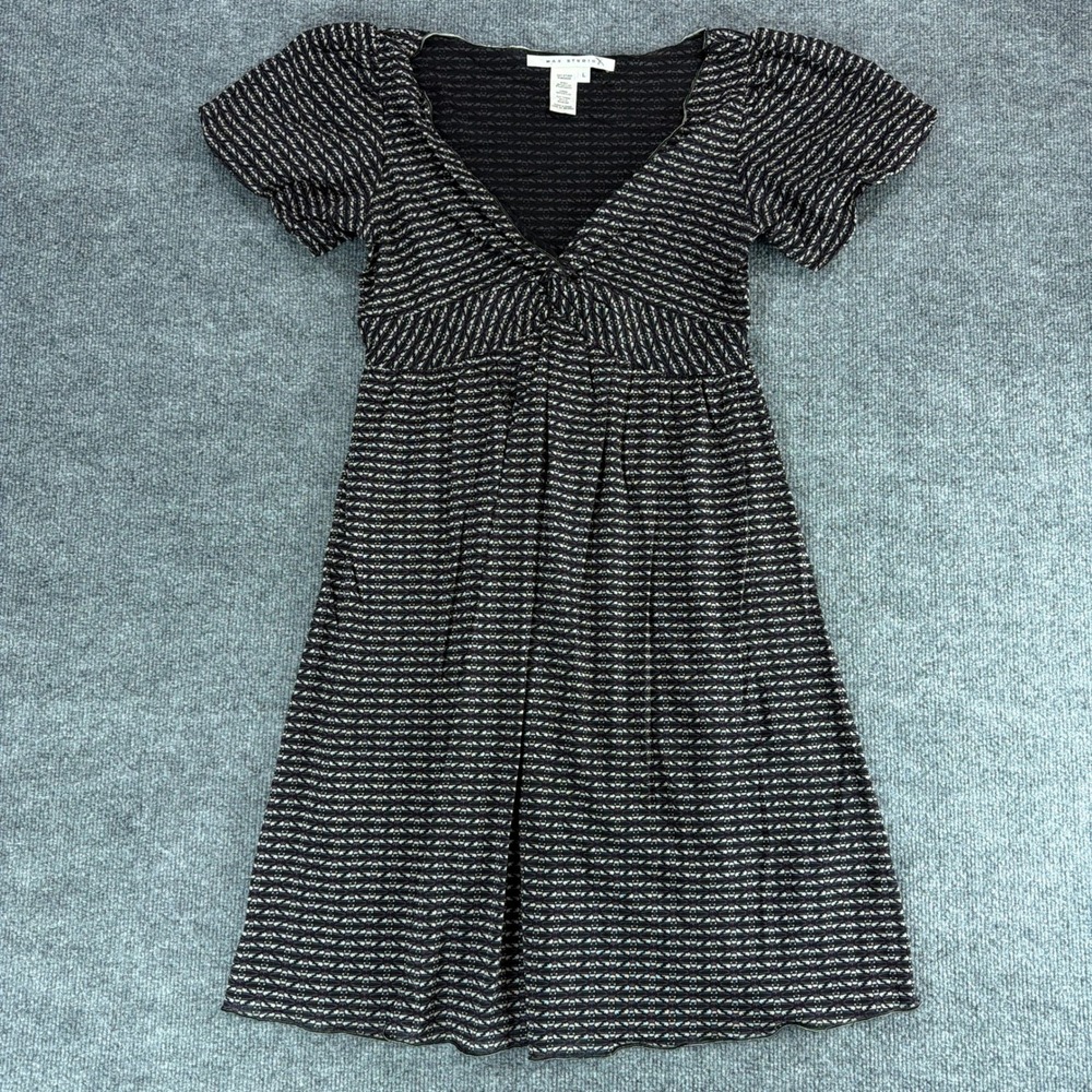 Max Studio Womens Black Purple Empire Waist Dress Large Autumn Wedding Guest